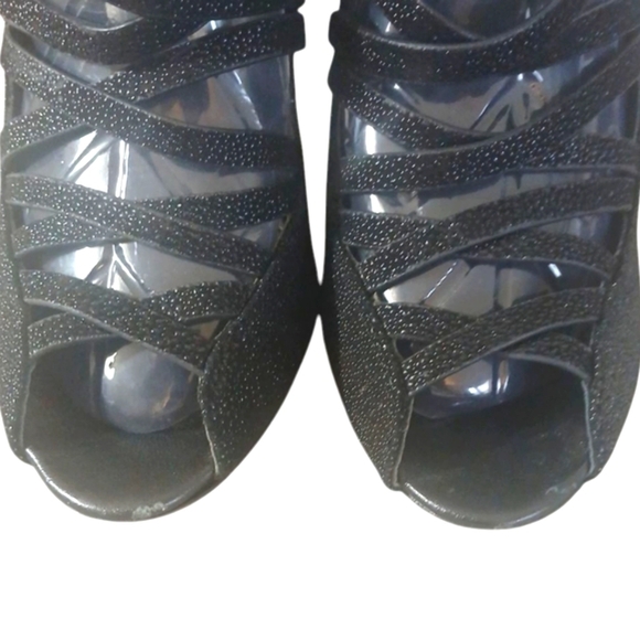 Rebecca Minkoff Beaded Black Stiletto Heeled Sandals Size 8 - Picture 3 of 9